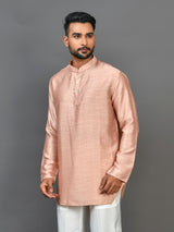 Designer Peach Satin Short Kurta