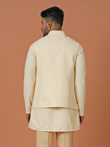 Kurta Jacket Set in Beige Colour