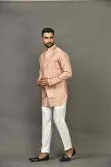 Designer Kurta Jacket Set In Peach