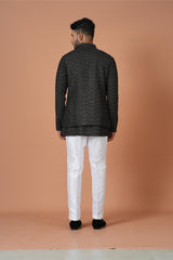 Kurta Jacket Set in Black Colour
