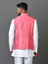 Designer Kurta Jacket Set In Pink