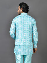 Kurta Jacket Set in Blue Colour