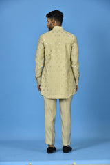 Designer Kurta Jacket Set In Beige