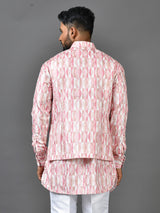 Designer Kurta Jacket Set In Pink