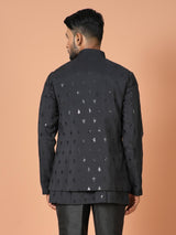 Kurta Jacket Set in Black Colour