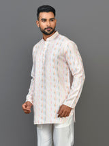 Designer White Silk Short Kurta