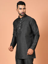 Designer Black Silk Short Kurta