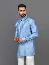 Designer Blue Satin Short Kurta