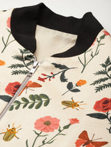 Floral Burst Polyester Bomber Jacket
