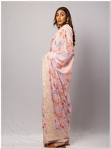 Pink Color Tissue Saree With Blouse Piece.