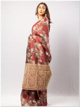 Maroon Color Tassar Saree With Blouse Piece.