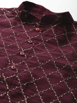 Maroon Muslin Cotton Kurta Set