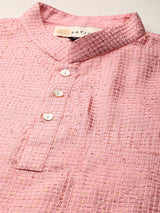 Elegant Pink Cotton-Blend Kurta Set