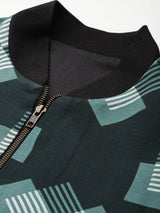 Geometric Grid Bomber Jacket
