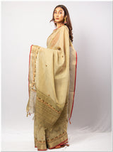 Green Color Tassar Saree With  Blouse Piece.