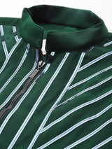 Striped Green Rayon Kurta Set