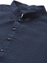 Dark Blue Muslin Cotton Kurta Set