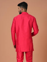 Designer Red Silk Short Kurta