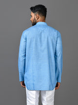 Designer Blue Satin Short Kurta
