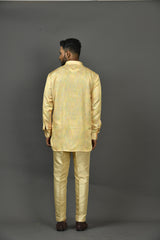 Designer Yellow Satin Short Kurta