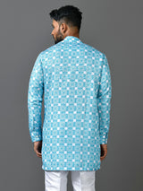 Designer Blue Silk Short Kurta