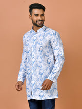Designer White Silk Short Kurta