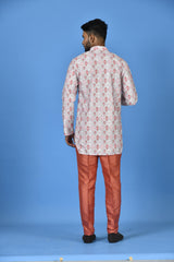 Designer White Cotton Blend Short Kurta