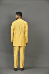 Designer Yellow Cotton Blend Short Kurta With Pant