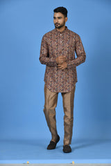 Short Kurta With Pant in Brown colour