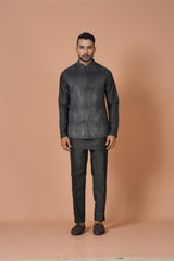 Kurta Jacket Set in Black Colour
