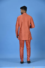 Designer Peach Silk Short Kurta