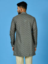 Designer Green Silk Short Kurta With Pant