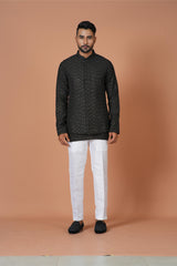 Kurta Jacket Set in Black Colour