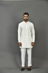 Short Kurta With Pant in Off white Colour