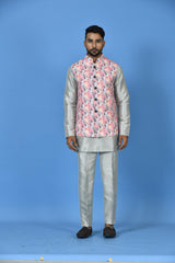 Kurta Jacket Set in Multicolor