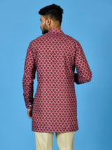 Designer Maroon Silk Short Kurta With Pant