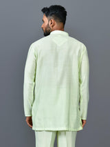 Designer Green Cotton Blend Short Kurta