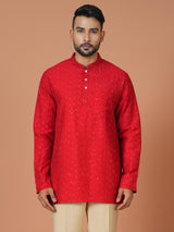 Short Kurta With Pant in Red Colour