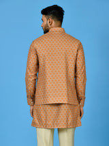 Designer Yellow Silk Kurta Jacket Set