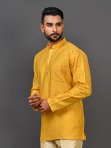 Designer Yellow Silk Short Kurta