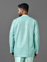 Designer Blue Cotton Blend Short Kurta