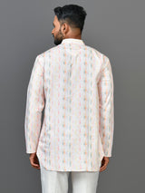 Designer White Silk Short Kurta