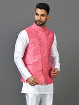 Designer Kurta Jacket Set In Pink