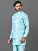 Kurta Jacket Set in Blue Colour