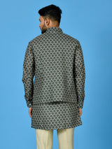 Designer Green Silk Kurta Jacket Set