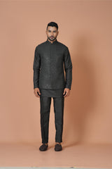 Kurta Jacket Set in Black Colour