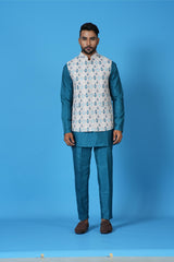 Kurta Jacket Set in Multicolor