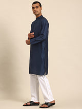Dark Blue Muslin Cotton Kurta Set