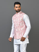 Designer Kurta Jacket Set In Peach