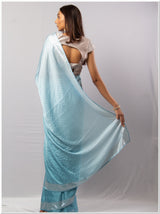 Sky Blue Color Santoon Saree With Blouse Piece.